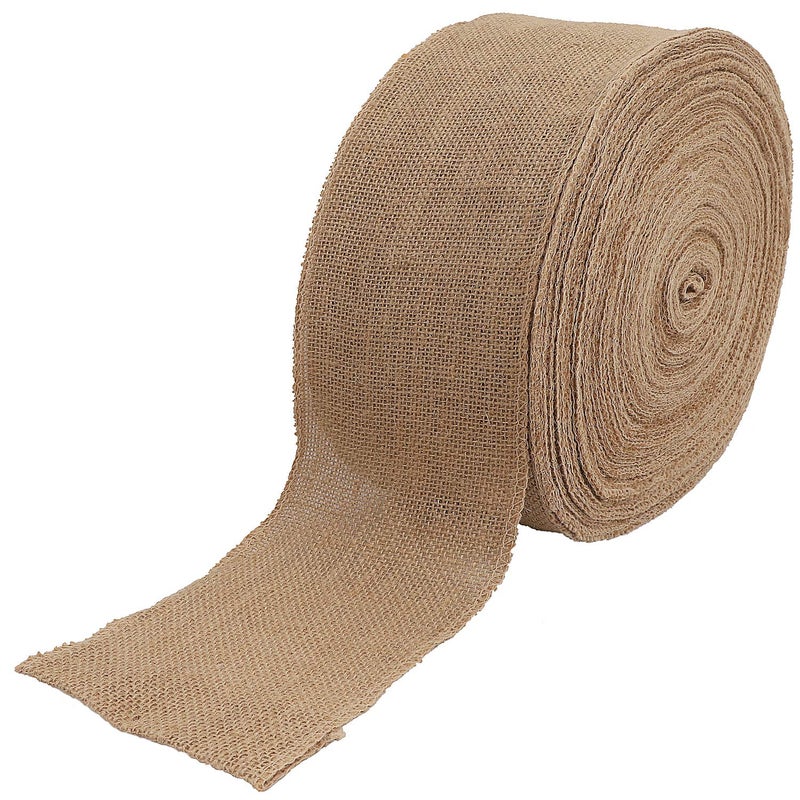 KINJOEK 5 Inch Wide 27 Yards Burlap Ribbon, Natural Jute Fabric Ribbon, Crafts Ribbon for Christmas, Wedding, Gifts, Burlap Fabric DIY, Ribbon for Decoration, - Image 1